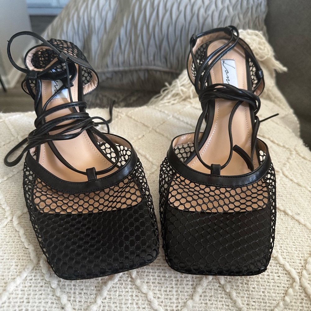 Elegant Black Mesh Women's Heels